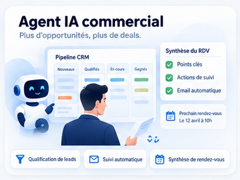 Agent IA commercial : qualification de leads, suivi CRM et synthèse de rendez-vous