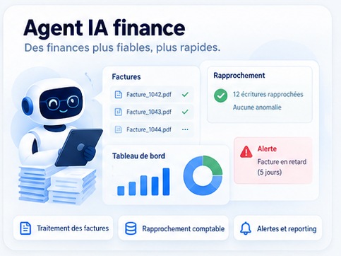 Agent IA finance : traitement des factures, rapprochement comptable et alertes